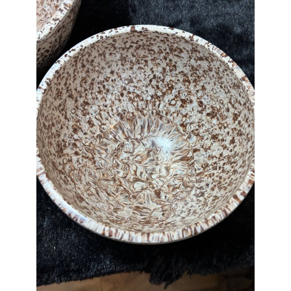 Vintage Boonton Thumb Print Confetti Brown Melamine Bowls Set Of 2 - Picture 4 of 8